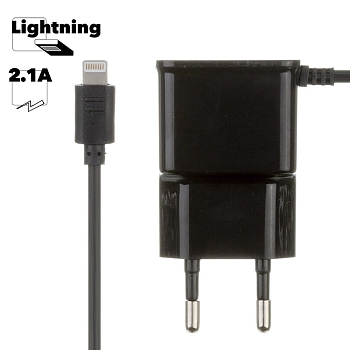 Сетевое зарядное устройство "LP" 2.1 А для Apple 8-pin (черный, европакет)